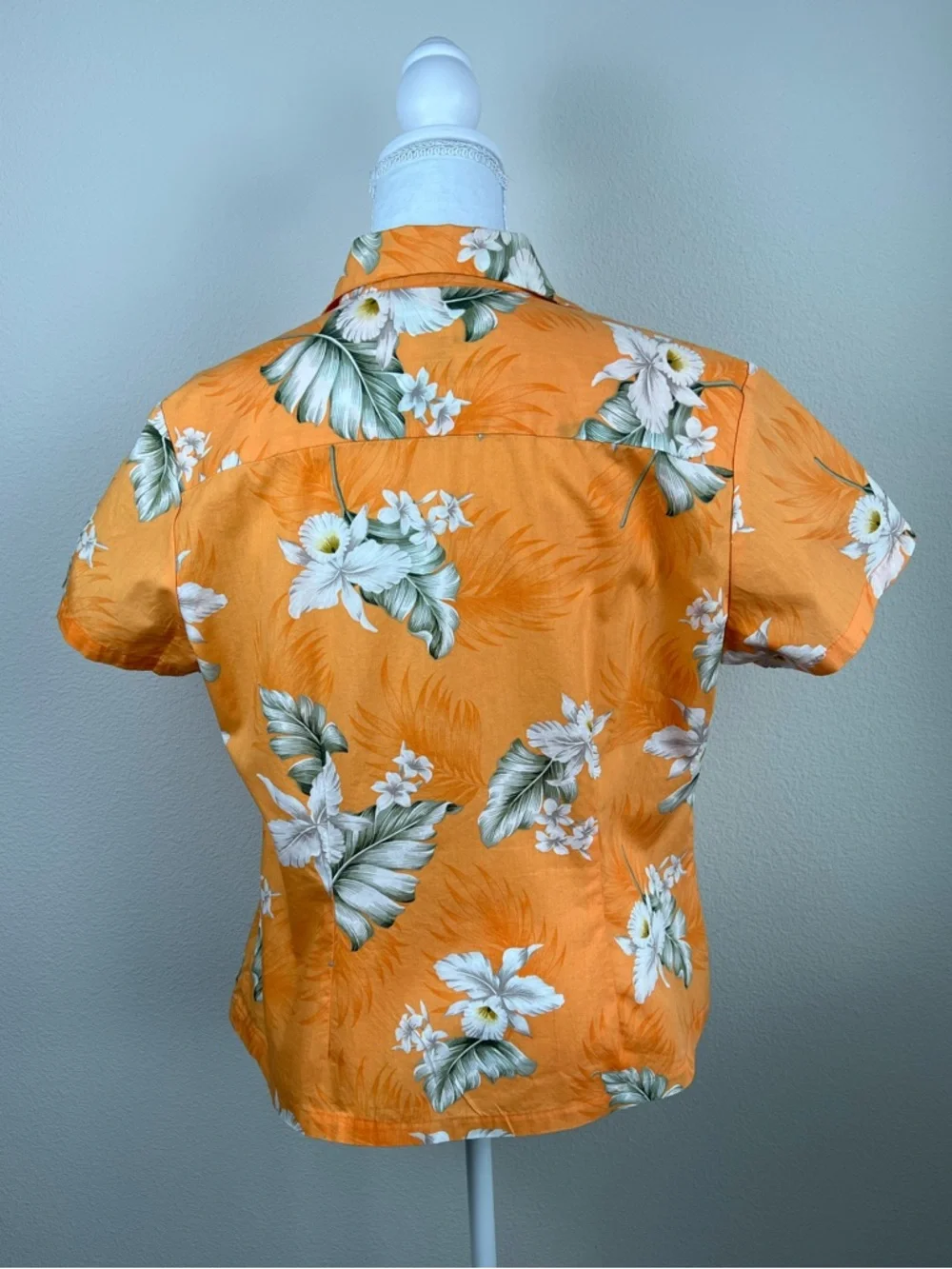 Aloha Republic Hawaiian Shirt Womens M Orange Floral Made in Hawaii Cotton Beach - Picture 4 of 7